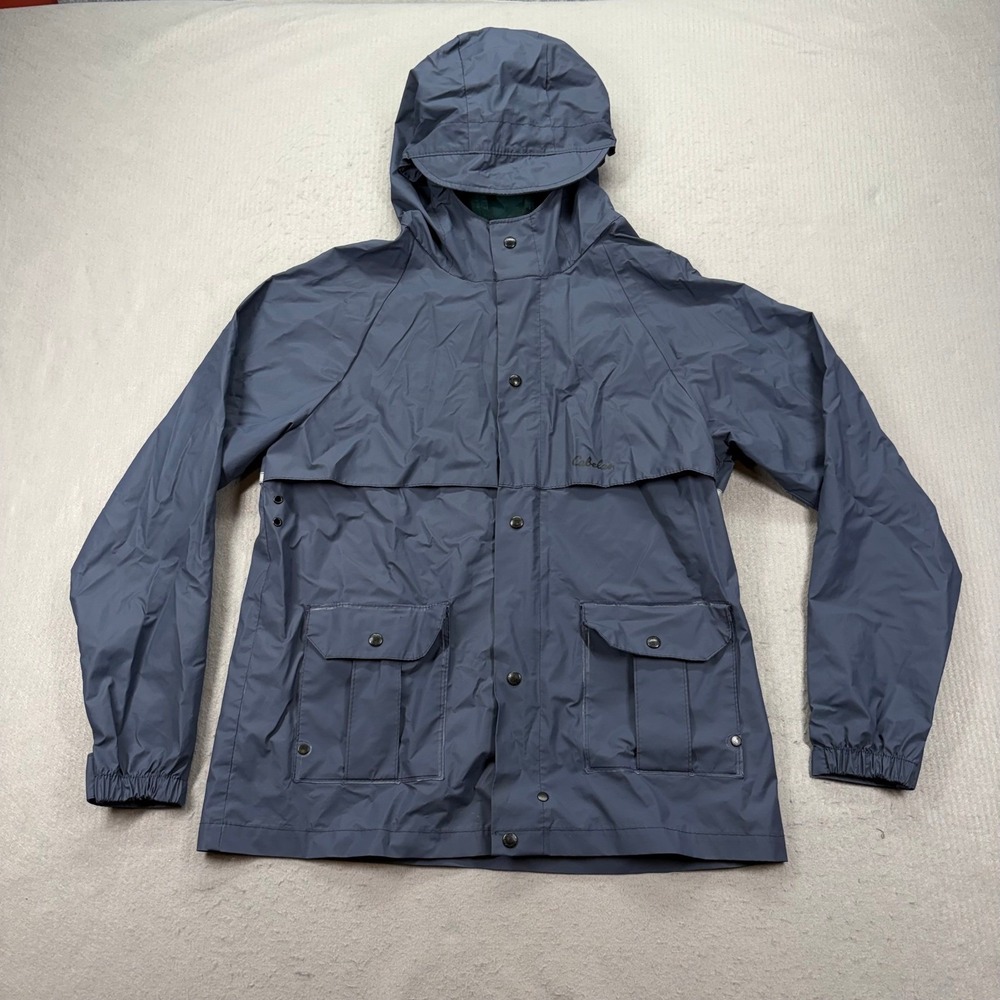 Cabela's Rain Jacket Womens XL Blue Hooded Waterproof Utility Coat 911017